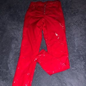 Red Stretch Vinyl Fashion Nova Pants